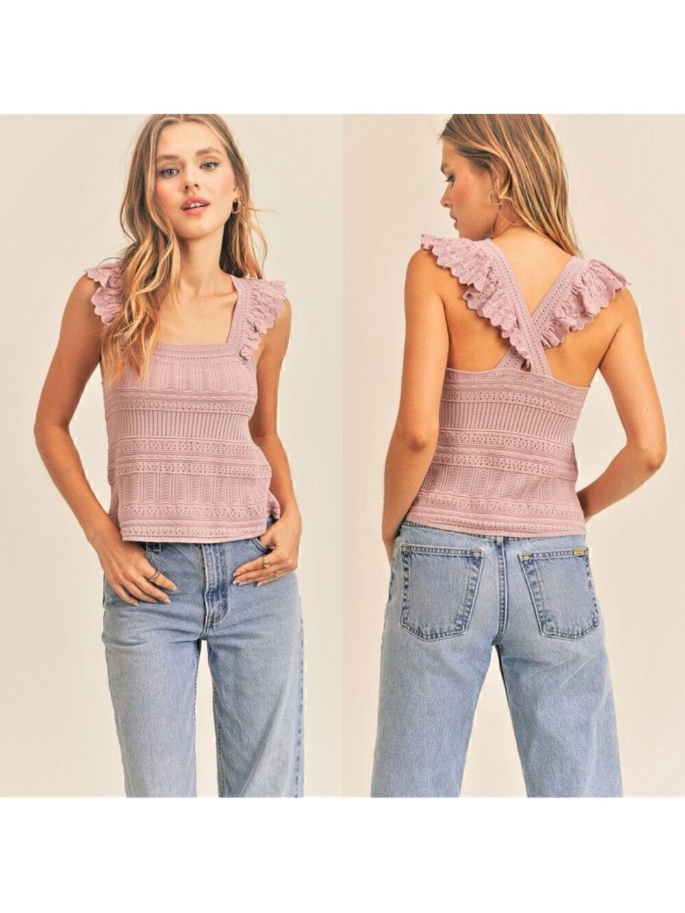 RESET Callie Knit Crochet Top Small